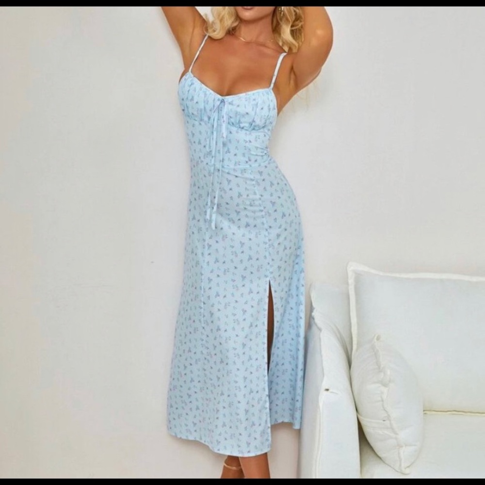 FLORAL HIGH SLIT DRESS